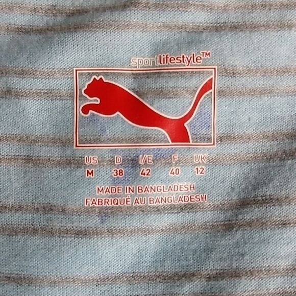 PUMA Blue & Grey Racer Back Tank Top Striped Size Medium - Picture 6 of 9